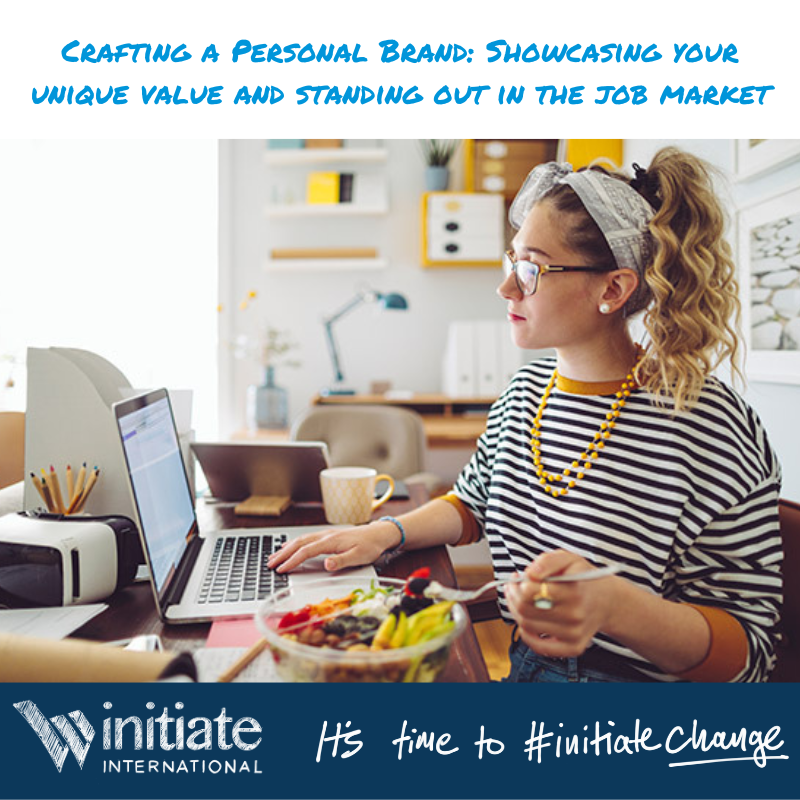 Girl crafting her personal brand on laptop